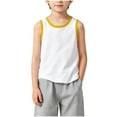 thumbnail image 6 of Light Blue Cotton Sleeveless Tank Tops for Boys 2 Pack Crew Neck Contrast Trim Casual Athletic Kids Vest 2-12Y,Size 7-8 T, 6 of 8