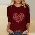 thumbnail image 3 of TKLPEHG Valentines Day Tshirt For Women Lightweight Long Sleeve Tshirt Heart Print Graphic Tee Loose Casual Dressy Crewneck Blouse (Wine,XL), 3 of 4