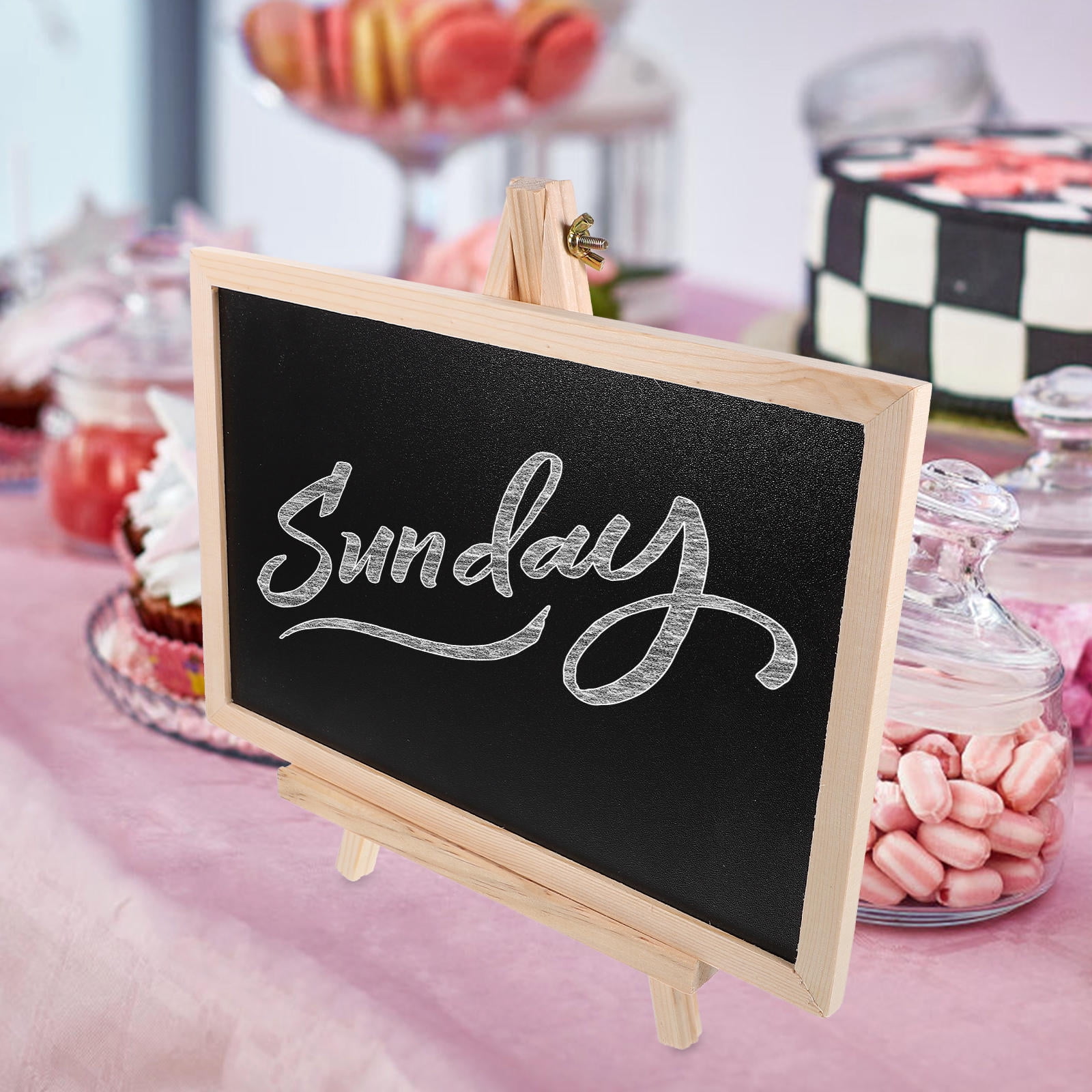 DRAFIDEEP Black Wood Chalkboard with Stand Desktop Message Board for Party and Store Decoration