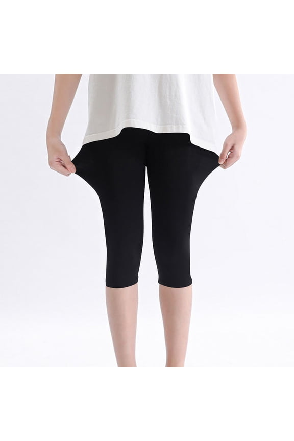 Zwiiyzr 2-13Y Girls Capri Leggings Stretchy Summer Cropped Tights Soft Dance Yoga Pants for Kids Teens Daily Wear Black