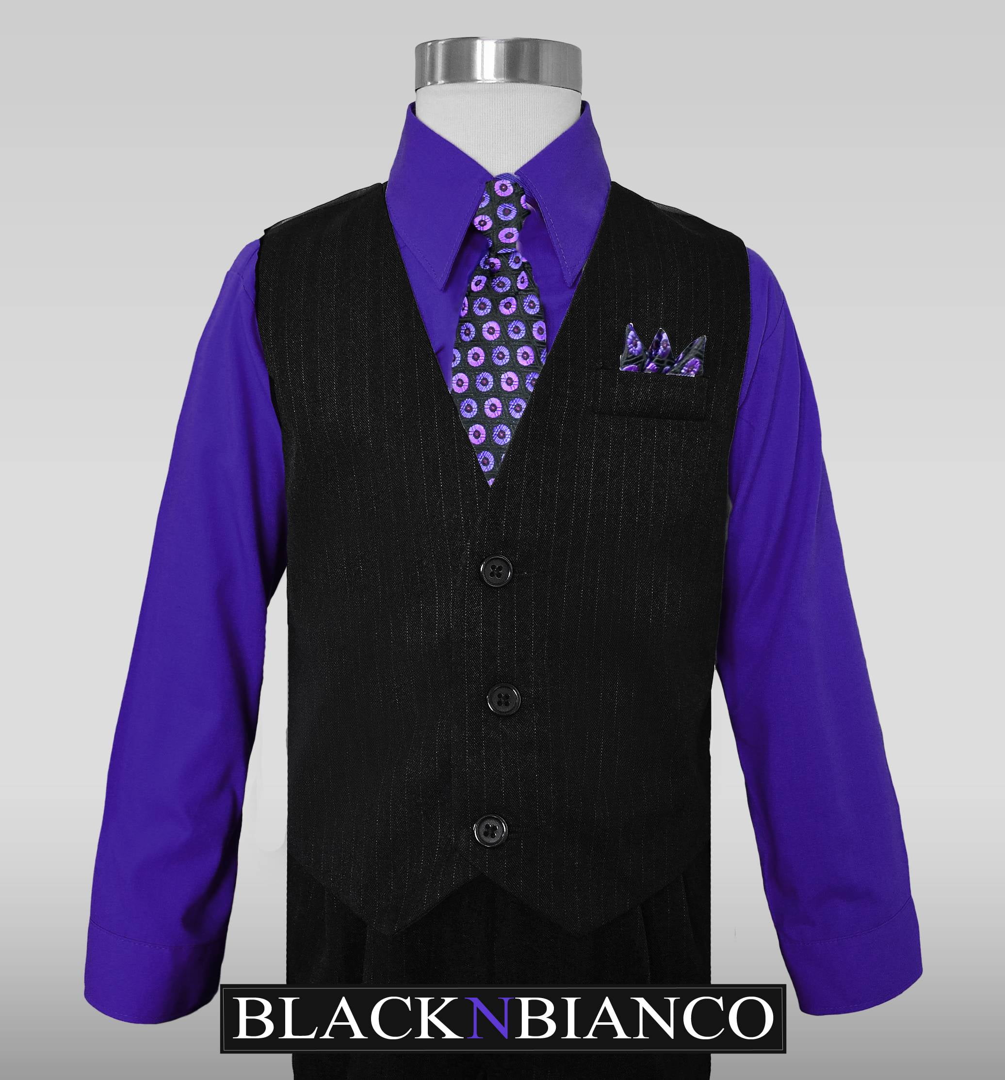 Boys Wear Black Pinstripe Vest Suits Shirt Tie Walmart.com