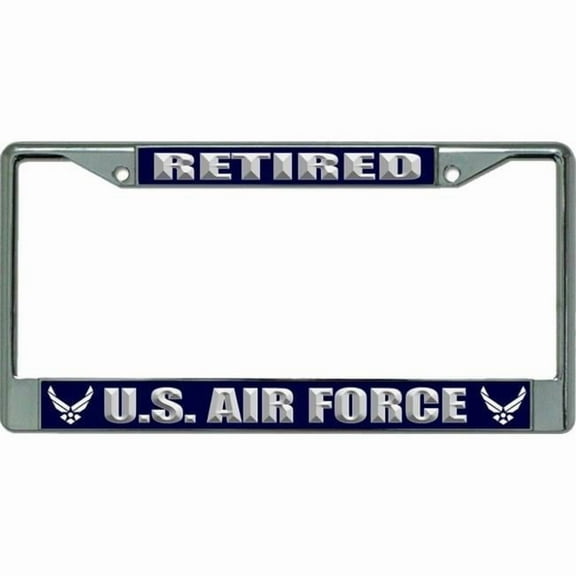 U.S. Air Force Retired New Logo Chrome License Plate Frame