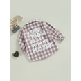 thumbnail image 4 of Bagilaanoe Toddler Baby Boy Girl Shirt Plaid Long Sleeve Letter Print Shacket 6M 12M 2T 3T 4T 5T Kids Casual Outwear, 4 of 8
