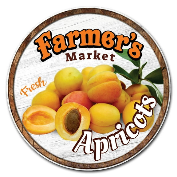 SignMission C-16-CIR-WS-Apricots 16 x 24 in. Corrugated Plastic Sign with Stakes Circular - Farmers Market Apricots