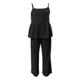 thumbnail image 4 of Two Piece Outfits Girls 5-6T Girls Linen Matching Pants Set 2 Piece Summer Outfit Baggy Flowy Palazzo Pants and Open Back Cami Top Solid Elegant Clothing, 4 of 4