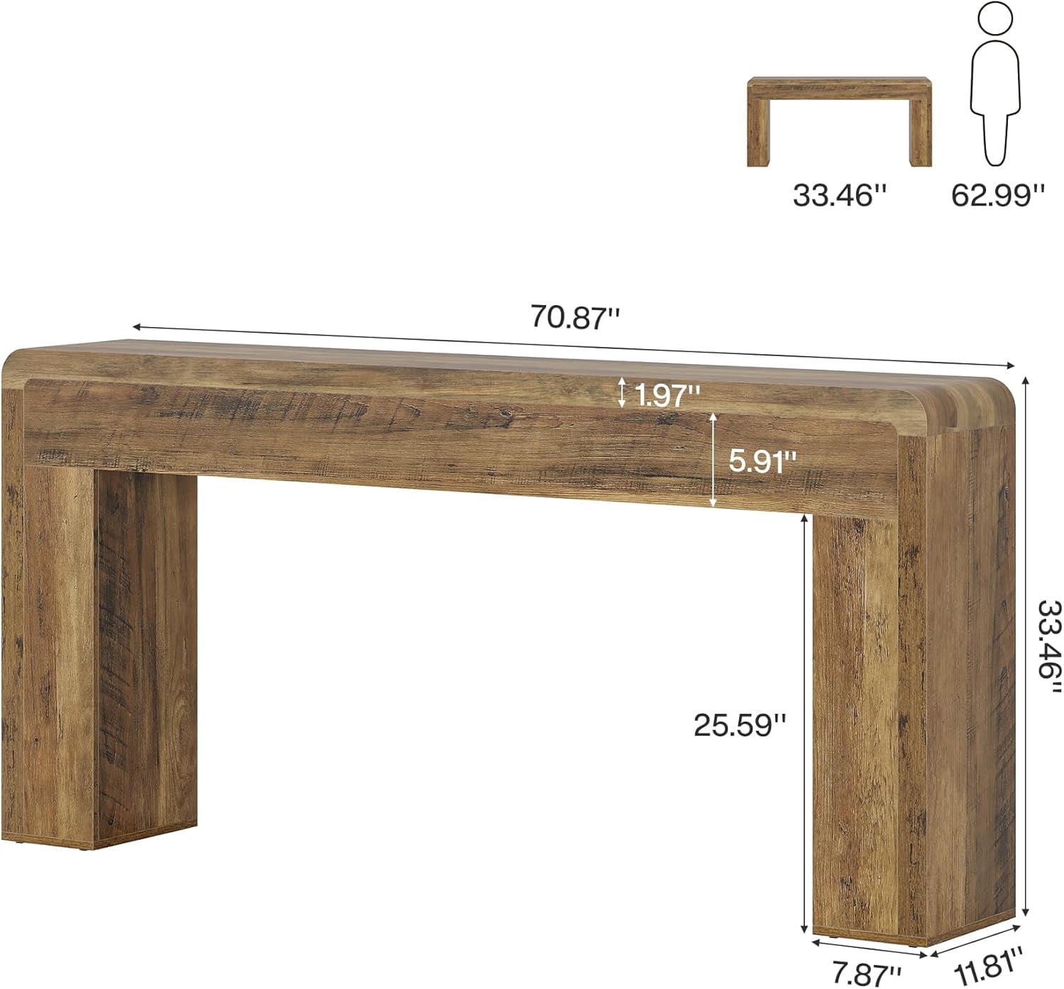 Tribesigns 70.9-Inch Extra Long Console Table, Rustic Wooden Sofa Table Behind Couch for Living Room, Entryway, Hallway, Foyer (Brown)