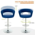 thumbnail image 4 of Bar Stools Adjustable Height, PU Leather Modern Swivel Barstools with Hollow Back and Arms, Counter Height Bar Stool for Kitchen Bar, Blue, 4 of 11