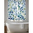 thumbnail image 5 of Navy Blue Leaves Sheer Curtains 63 Inch Length 2 Panels Set, Green Summer Botanical Voile Window Treatment Rod Pocket Curtains Sheers Drapes for Bedroom/Living Room/Kitchen 52x"63"x2, 5 of 7