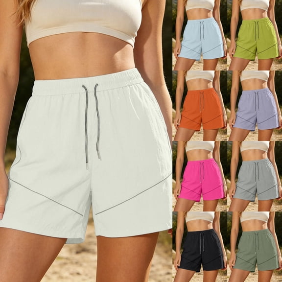 Shorts Women Lightweight 5 Inch Inseam Casual Athletic Shorts Summer Fashion Sportswear Army Green L