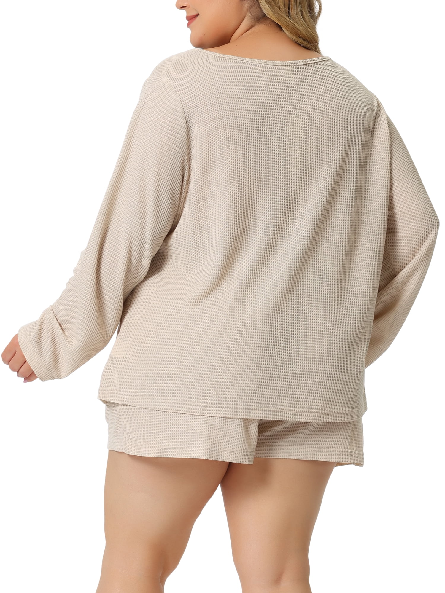 DARING DIVA Women's Plus Size 2 Piece Long Sleeve Pajama Sweatsuits Sets 4X Beige