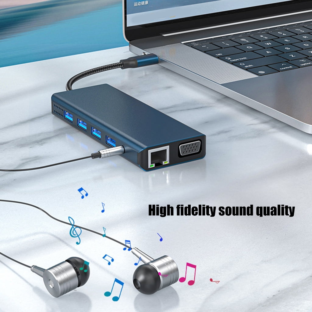 Docking Station 12 in 1 Laptop USB C Docking Station Double Monitors USB C Adapter with VGA 4 USB3.0 Adapter USB C Dock