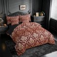 thumbnail image 2 of meiyoeat Western Vintage Damask 7-Piece King Bedding,Retro Print King Bed in a Bag For Men Women,Black Reversible, 2 of 7