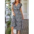 thumbnail image 2 of Vestido PRETTYGARDEN Floral Boho Cruzado con Escote en V Negro XL, 2 of 6