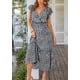 thumbnail image 2 of Vestido PRETTYGARDEN Cruzado con Volantes, Maxi Floral Negro Talla M, 2 of 6