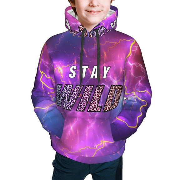 Ben Azelart Stay Wild Hoodies Pullover For Boys Girls 3d Printed Hooded Sweatshirt Long Sleeves Small