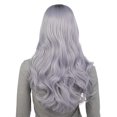 thumbnail image 4 of Onedor 24 Inch Synthetic Curly Lace Front Wig - Glueless Middle Part Dark Root Wigs for Women (Silver), 4 of 7