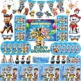 thumbnail image 2 of Juego de decoración de la patrulla canina, vajilla de cumpleaños, servilletas, platos, vasos, globos, pegatinas de fondo, suministros de fiesta de nuevo estilo, 2 of 5