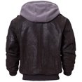 thumbnail image 4 of FLAVOR Men's Leather Flight Bomber Jacket Air Force Aviator (Large, Dark Brown Hood), 4 of 6
