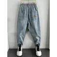 thumbnail image 3 of Pantalones vaqueros para hombre, pantalones cónicos, pantalones vaqueros recortados de invierno para hombre, pantalones harén de algodón elástico, estilo coreano de lujo, pantalones vaqueros de talla, 3 of 4