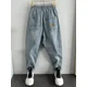 thumbnail image 3 of Pantalones vaqueros para hombre, pantalones cónicos, pantalones vaqueros recortados de invierno para hombre, pantalones harén de algodón elástico, estilo coreano de lujo, pantalones vaqueros de talla, 3 of 4