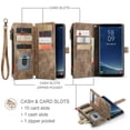 thumbnail image 3 of Wallet Case Compatible with Samsung Galaxy S8 Plus, Multifunctional Magnetic Closure Folio Case, [RFID Blocking] Durable PU Leather Flip Lanyard Strap Wristlet Zipper Card Holder Phone Case, Brown, 3 of 10