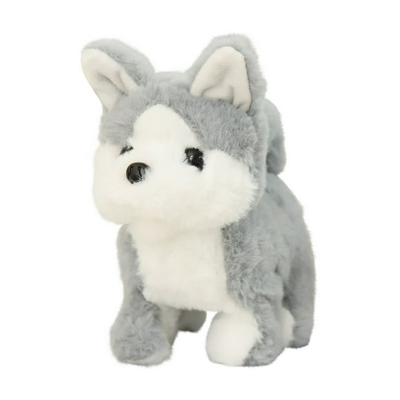 A Husky Breed Plush Puppy Electric Walking Toy With Sound Feature Realistic Pet Simulator For Children 6.6X3.1 Inch