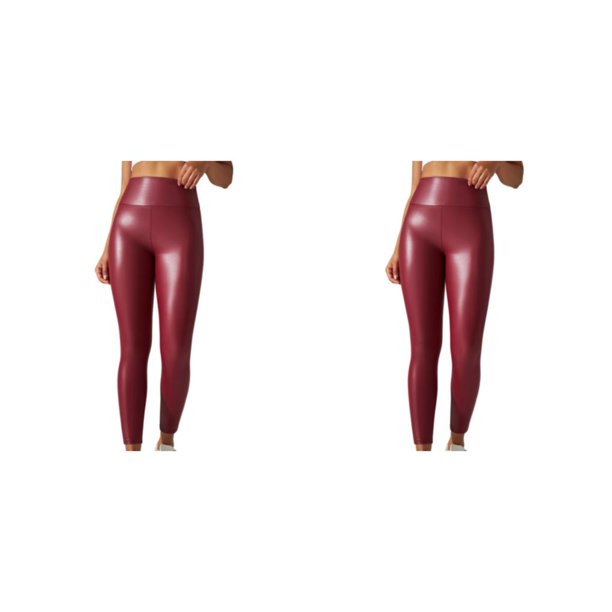 Leggings de cuero Sonducket para mujer Pantalones de lápiz de yoga cintura alta Rojo 5XL