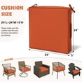 thumbnail image 5 of Kimunuk Outdoor Chair Cushions set of 2, 24" x 24" Zipped Waterproof Outdoor Seat Cushions Couch Pads with Ties for Patio Furniture, Orange, 5 of 6