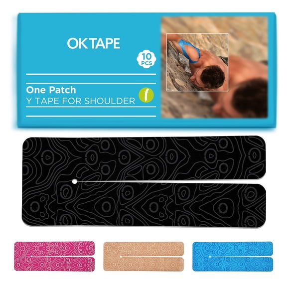 Cinta de kinesiología OK TAPE en forma de Y, 10 unidades, 9 x 25 cm, color negro
