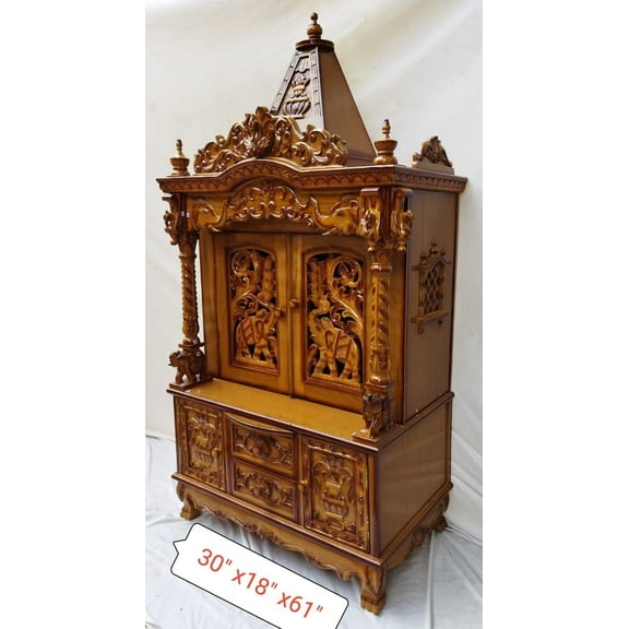 Wooden Temple for Home Handcrafted Temple Teak Wood Temple Home Mandir Large Wooden Mandir Indian Temple Handmade Temple Pooja Mandap Hindu Temple God House Home Decor Puja Ghar - AtoZ India Cart