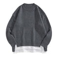 thumbnail image 2 of COSFO Knit Mens Sweaters for The Winter Gray Solid Crew Neck Long Sleeve Sweaters Drop Shoulder Men Pullover Sweater, 2 of 3