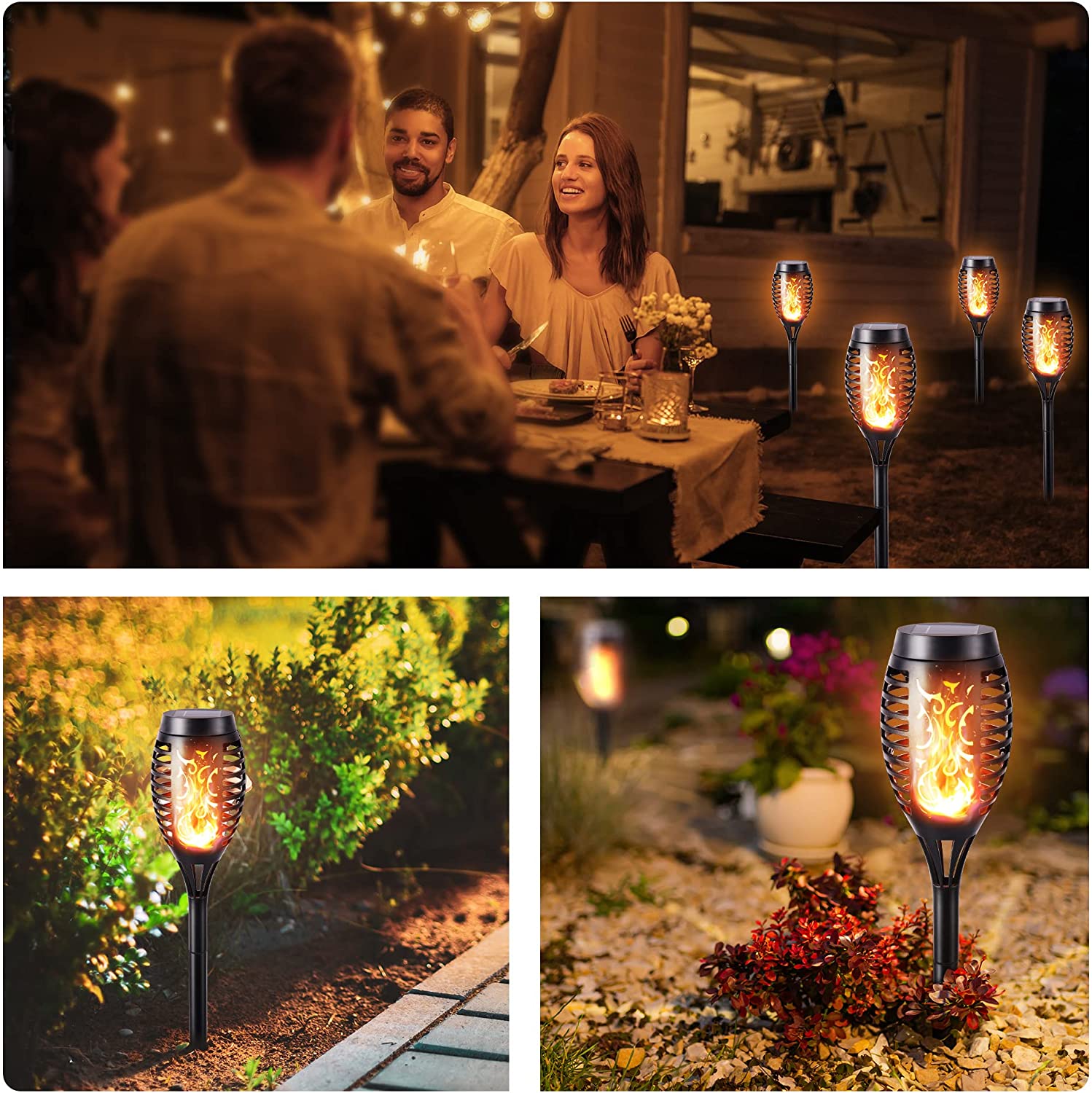 Toodour 6-Pack Solar Flame Torch Lights, Flickering photo 3