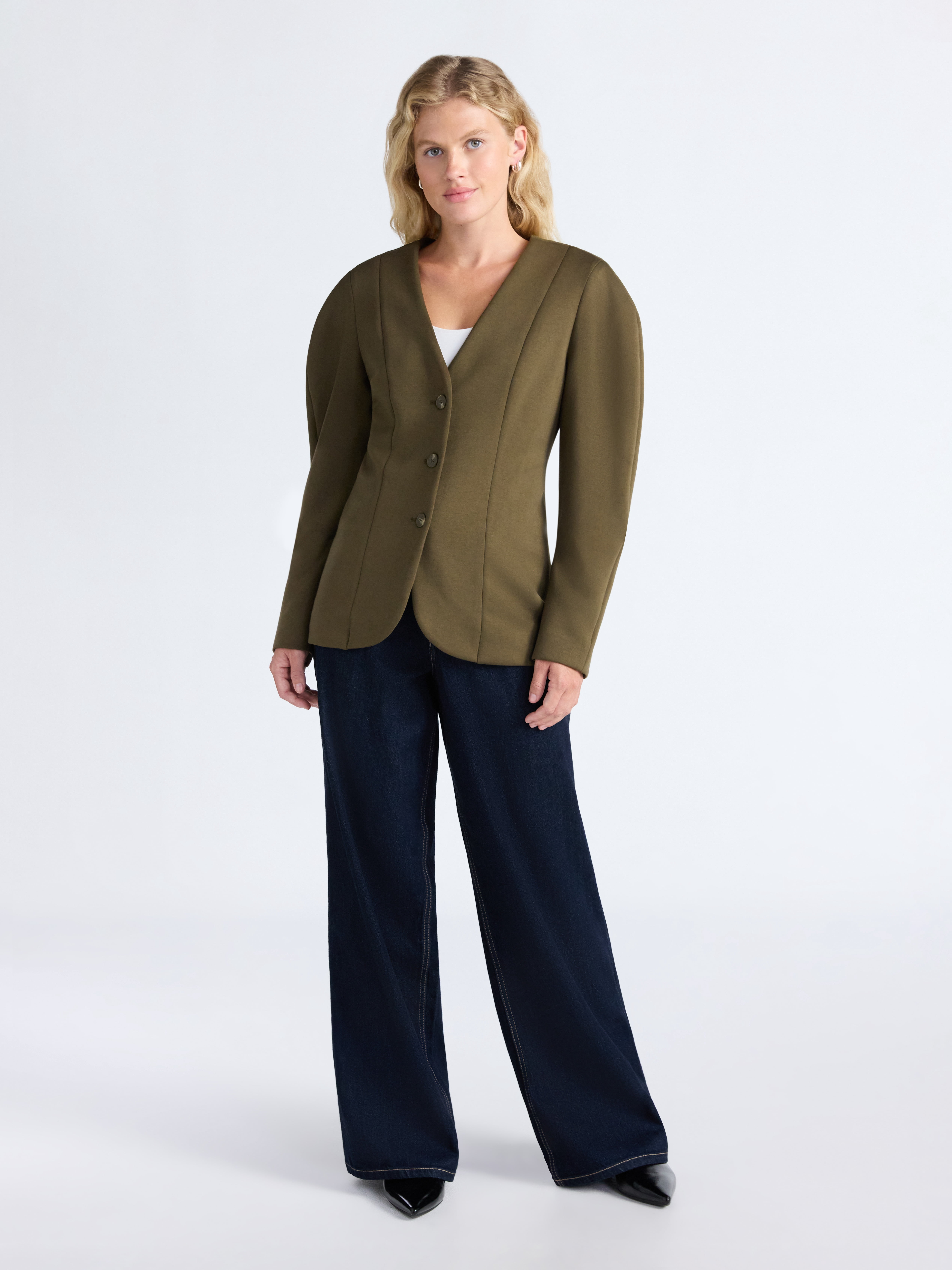 Scoop Women’s New Scubaknit Barrel Sleeve Blazer, Midweight, Sizes XS-XXL