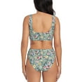 thumbnail image 3 of Wukai Rose Flowers Women's Bikini Set Two Piece,wimsuit High Waisted V Neck Twist Front Adjustable Spaghetti Straps Bathing Suit-Large, 3 of 7