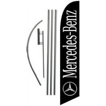 Mercedes-Benz Advertising Feather Banner Swooper Flag Sign with Flag Pole Kit and Ground Stake, Black