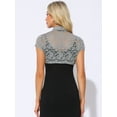thumbnail image 4 of DARING DIVA Women's Lace Cardigan Stand Collar Short Shrugs M Dark Grey, 4 of 6