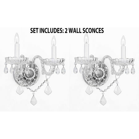 Set of 2- Murano Venetian Style Crystal Wall Scones Lighting H10