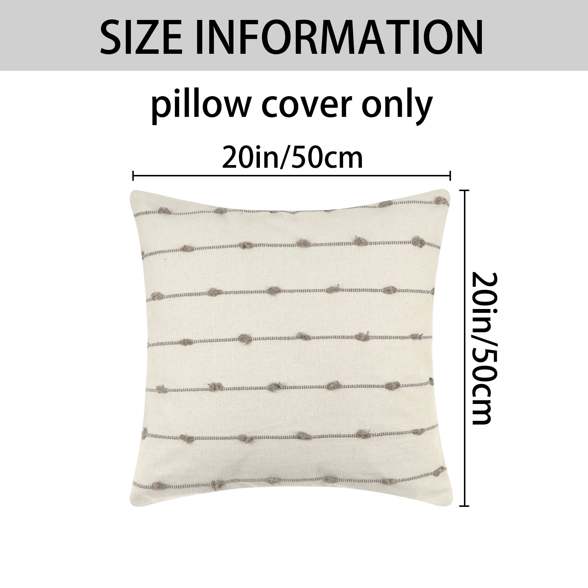 Unique Bargains 2 Pack Striped Boho Decorative Cushion Pillow Covers Modern Square Neutral Brown 20" x 20"