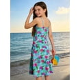 thumbnail image 4 of Aideaone Girls Summer Flowy Dress Spaghetti Straps Sleeveless A Line Printed Casual Sundress 6-12Y, 4 of 5