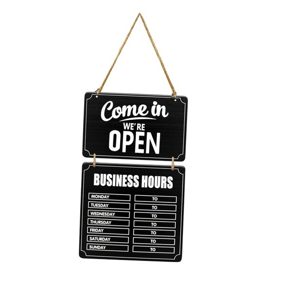 Letrero de horario comercial, plegable, pizarra de bienvenida, letrero de abierto y cerrado, pizarra colgante negro