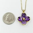 thumbnail image 3 of 2.00Ct Round Cut Lab Created Purple Amethyst Flower Halo Women's Classic Pendant 14K Yellow Gold Plated SILVER 18", 3 of 4