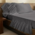 thumbnail image 2 of 4 Piece Corner Ruffle Sheet Set, 6" Inch Corner Ruffle On Flat Sheet And Pillowcases, 15 Inch Deep Pocket, 100% Egyptian Cotton, 800 TC, Queen Size, Solid Dark Grey, 2 of 6