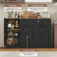 thumbnail image 5 of Homfa 47.2"W Kitchen Sideboard Credenza, Trash Can Cabinets Fits 12.5 Gallon Can, 2 Drawer Wood Buffet Storage Cabinet with Adjustable Shelf, Black, 5 of 7