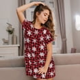 thumbnail image 3 of Gaeub Snowflake red plaid Print Women's Short-Sleeved Nightdress,Loose Comfy Pajama Sleepwear,Summer Night-dresses for Women, 3 of 6