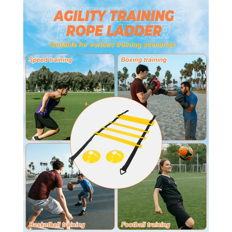 Speed and Agility Training Set Agility Training Equipment For Kids with 20ft Sports Agility Ladders Cones Exercise Ladder Equipment for Football