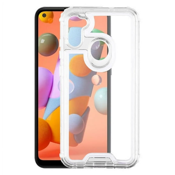 Samsung Galaxy A11 Phone Case Hybrid Full-Body 3 Layers Shockproof Frame Non-Slip Grip Bumper Armor impact Hard PC & Soft TPU Rubber Silicone Protective CLEAR Transparent Cover for Samsung Galaxy A11