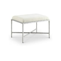 Meridian Furniture Valley Cream Chenille Fabric Bench