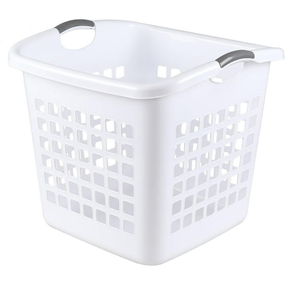 4-Pack Square Laundry Basket, Sturdy Plastic Clothes Hamper with Carry Handles, White