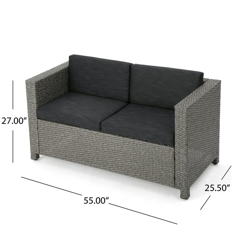 Black wicker outdoor 2025 loveseat
