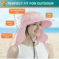 thumbnail image 5 of SUN CUBE Women Sun Hat Neck Flap Cover, UV Protection Wide Brim Fishing Hat, Ponytail Hole Hiking Hat, Foldable Beach Cap Gardening Camping Outdoor Safari Sun Hat, Summer Travel Gifts UPF 50+, Pink, 5 of 7